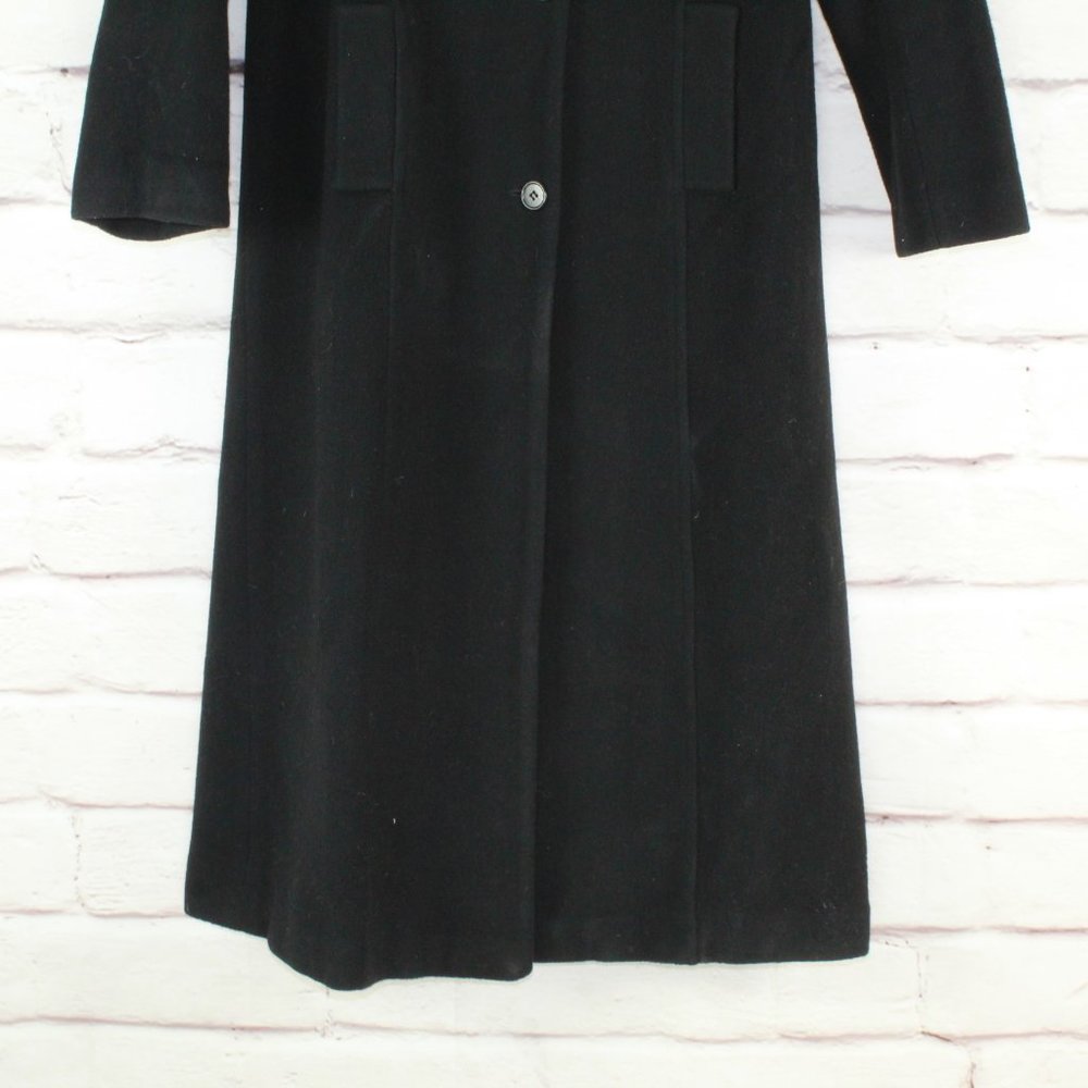 Andrea Collection Black Collared Long Lambswool Buttons Long Coat Jacket Size 8 - Picture 5 of 8